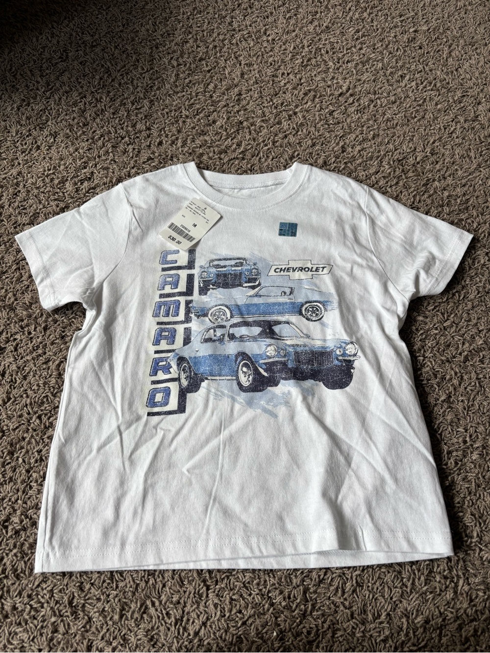 Chevrolet Camaro Graphic Tee - White with Blue Print